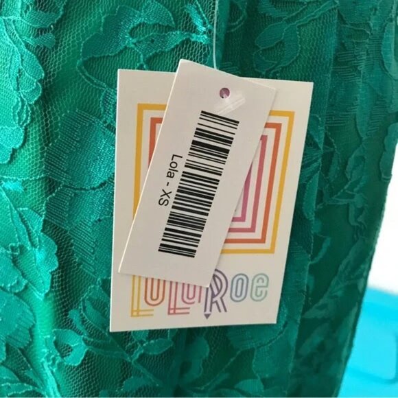 NWT LuLaRoe XS Lola Skirt emerald green lace lined dark academia cottagecore - Picture 5 of 5